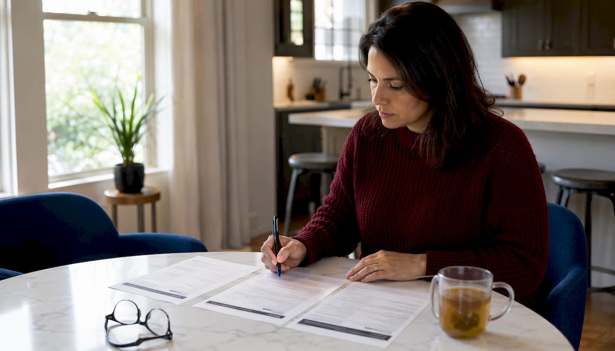 Hands reviewing tenant background reports