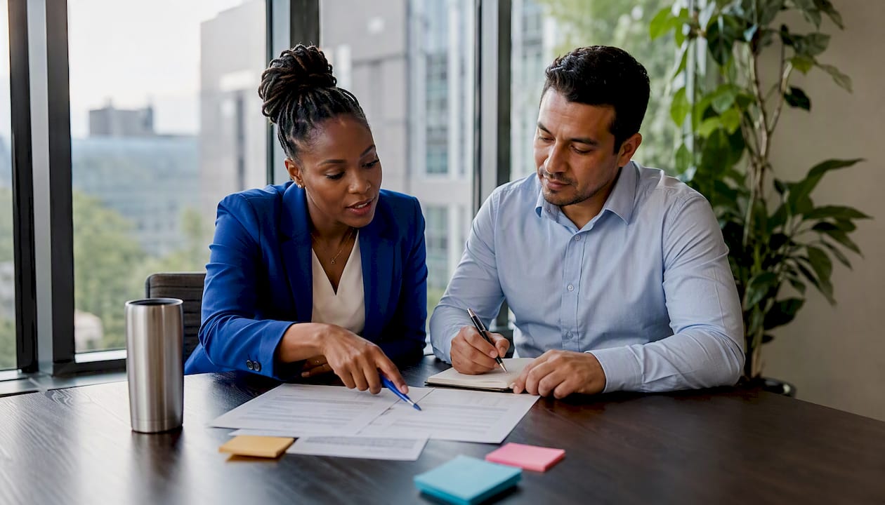 Leasing professionals reviewing tenant applications