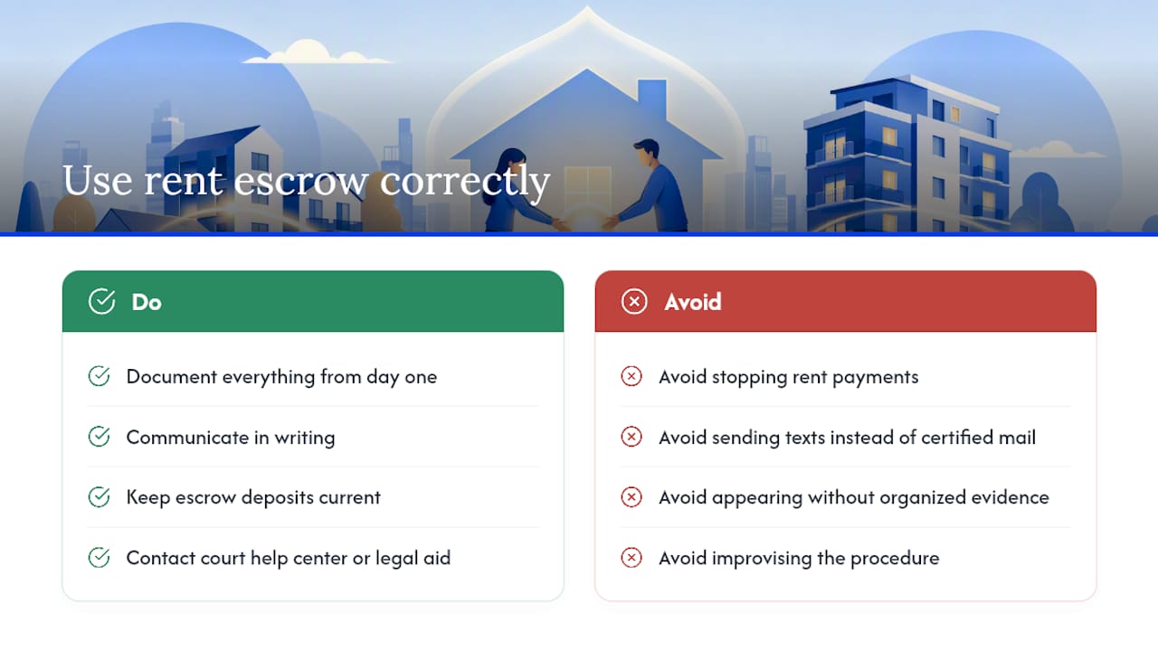Rent escrow is a tool, not a shortcut — overview diagram