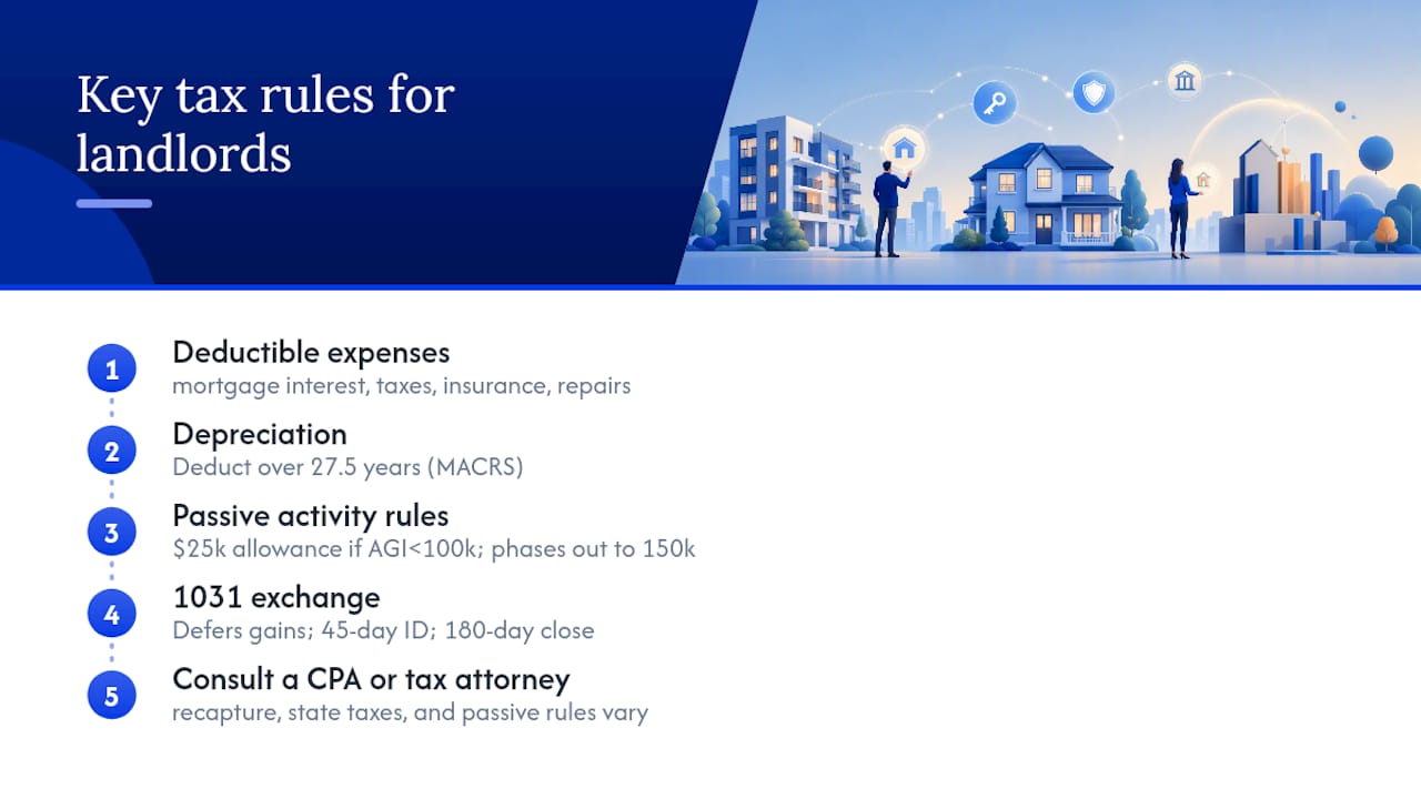 Tax implications and benefits for U.S. landlords — overview diagram