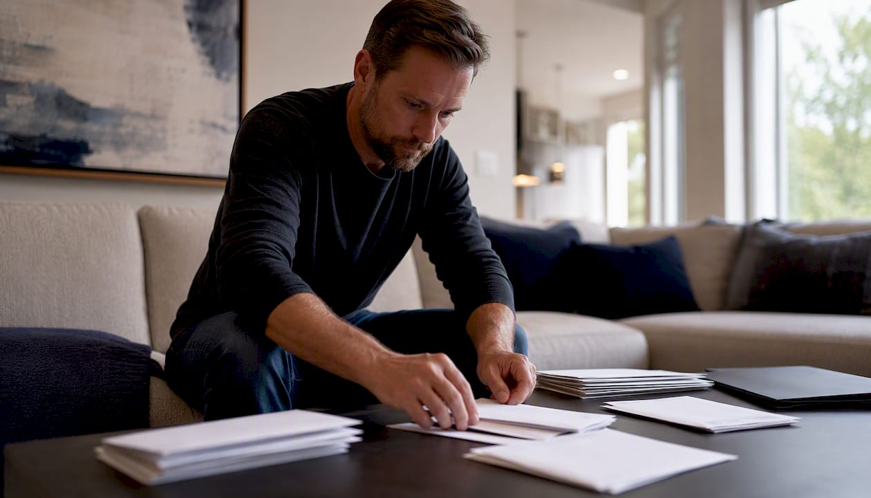 Landlord arranging eviction notices and mail