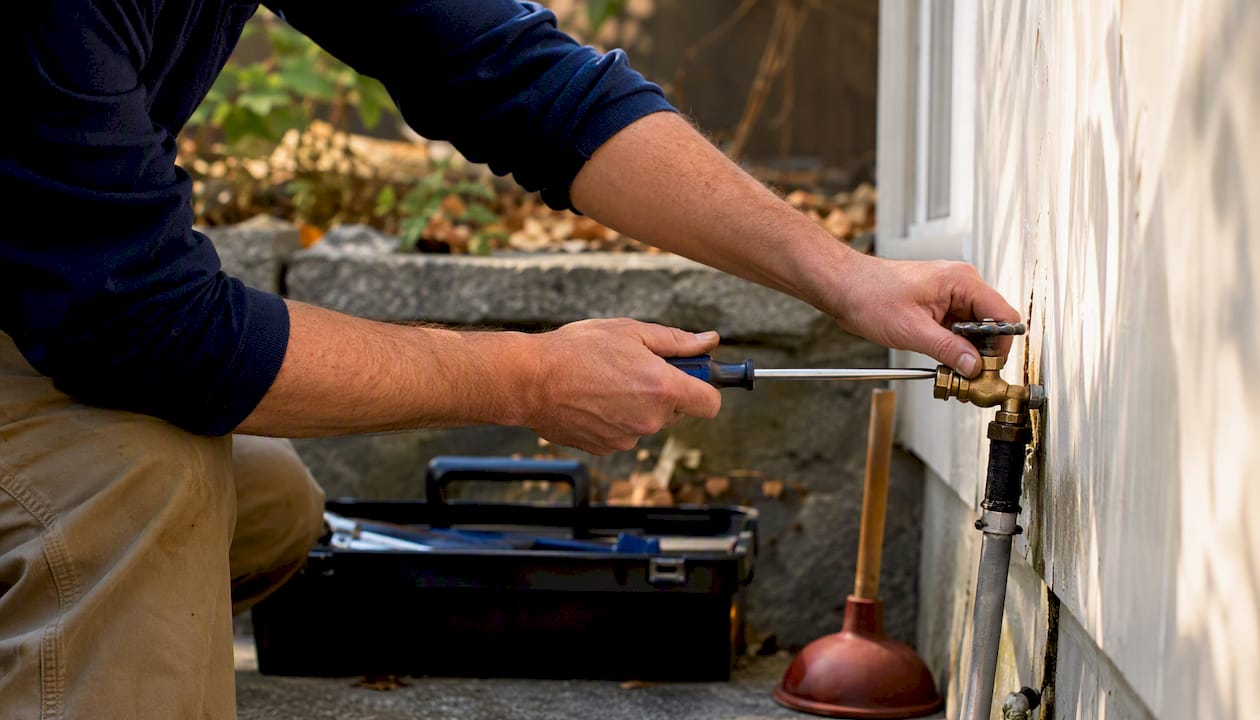 Hands performing maintenance task on rental property
