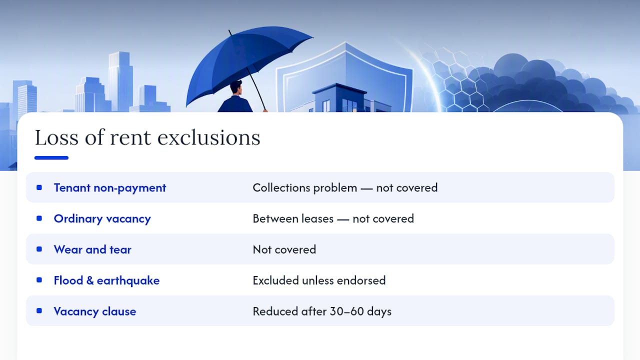 Diagram of loss of rent insurance exclusions