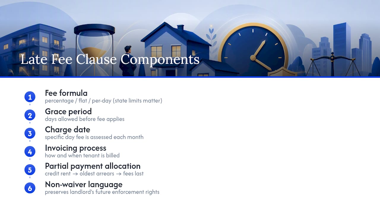 Diagram of late fee clause components