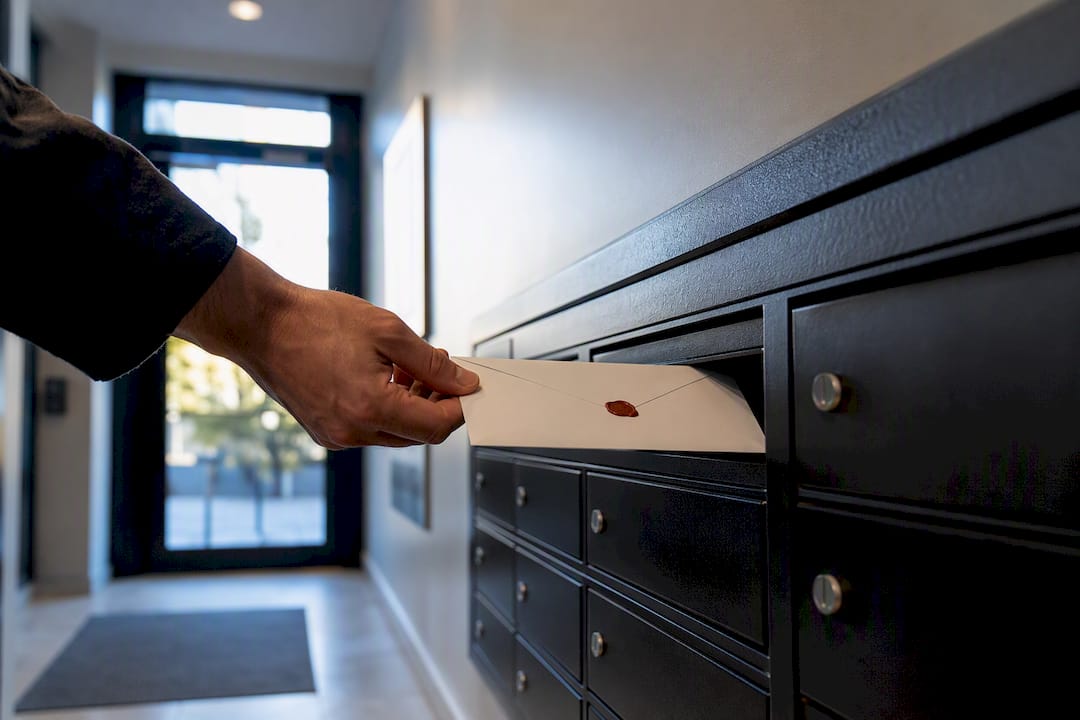 Hand delivering sealed rent notice envelope