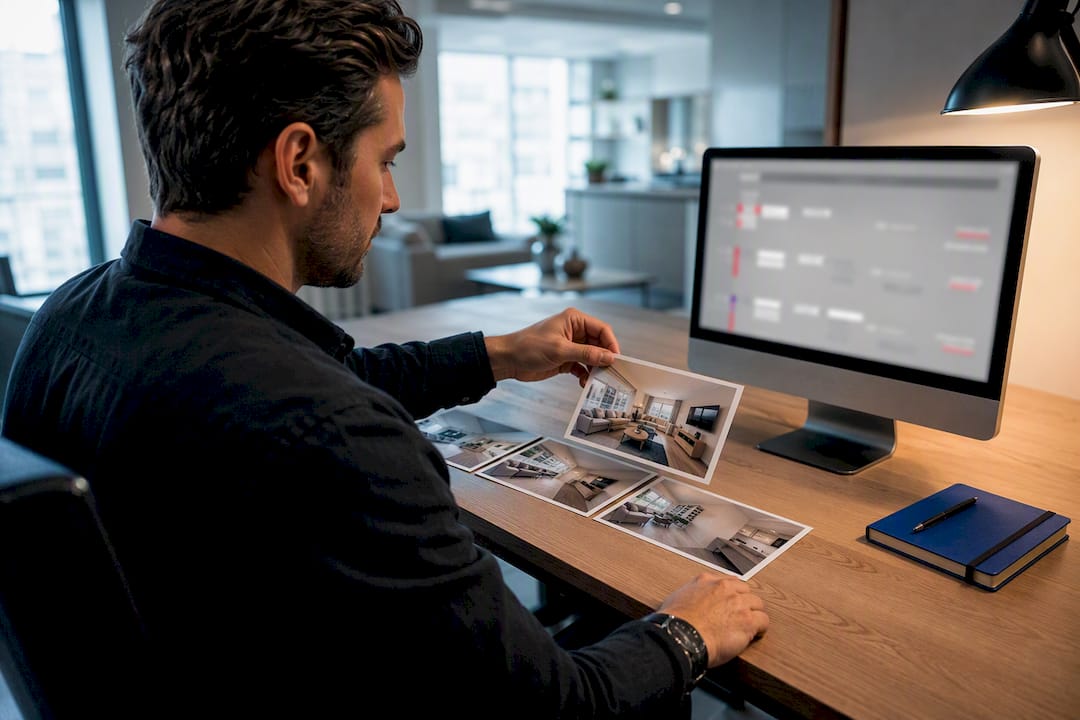 Property manager preparing rental listing images