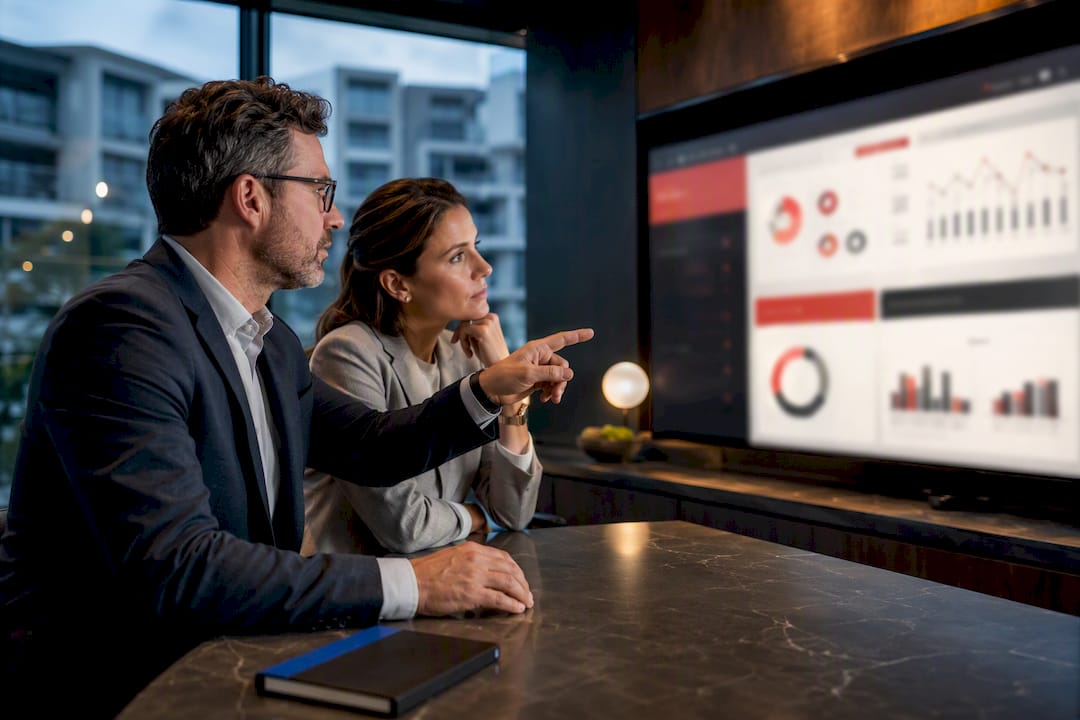 Property managers reviewing vendor performance data