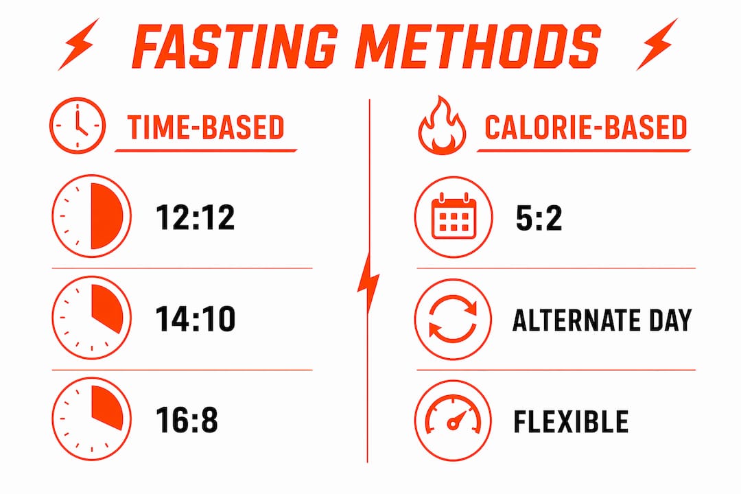 Infographic comparing time-based versus calorie-based fasting methods