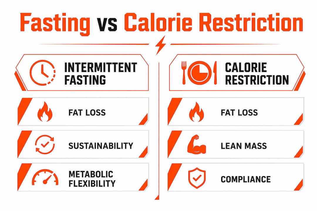 Infographic comparing intermittent fasting and calorie restriction fat loss