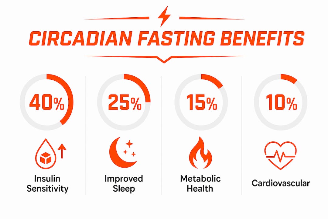 Infographic showing key benefits of circadian fasting