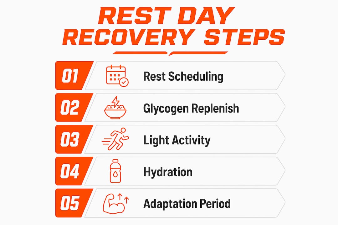 Infographic showing fasting rest day recovery steps