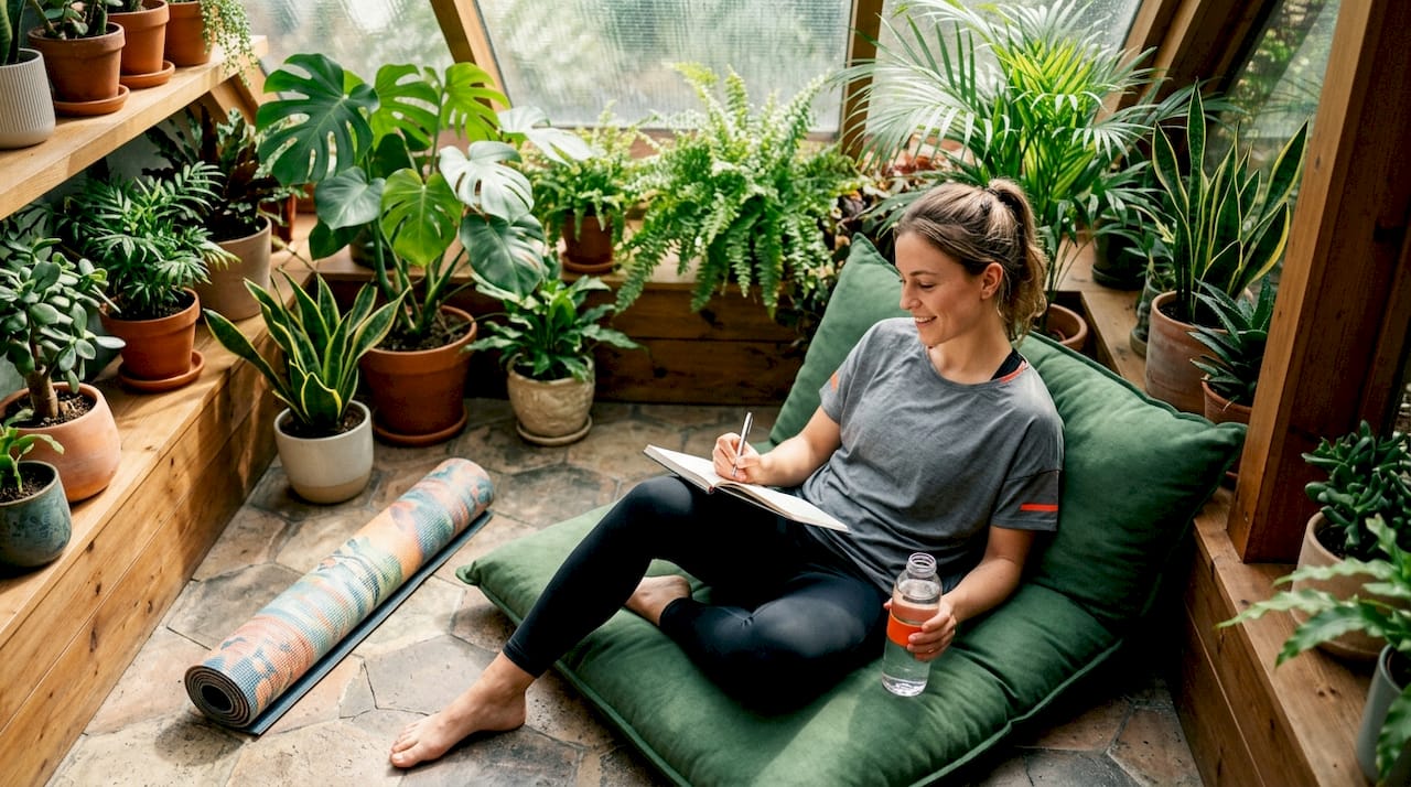 Woman journaling fasting rest day recovery