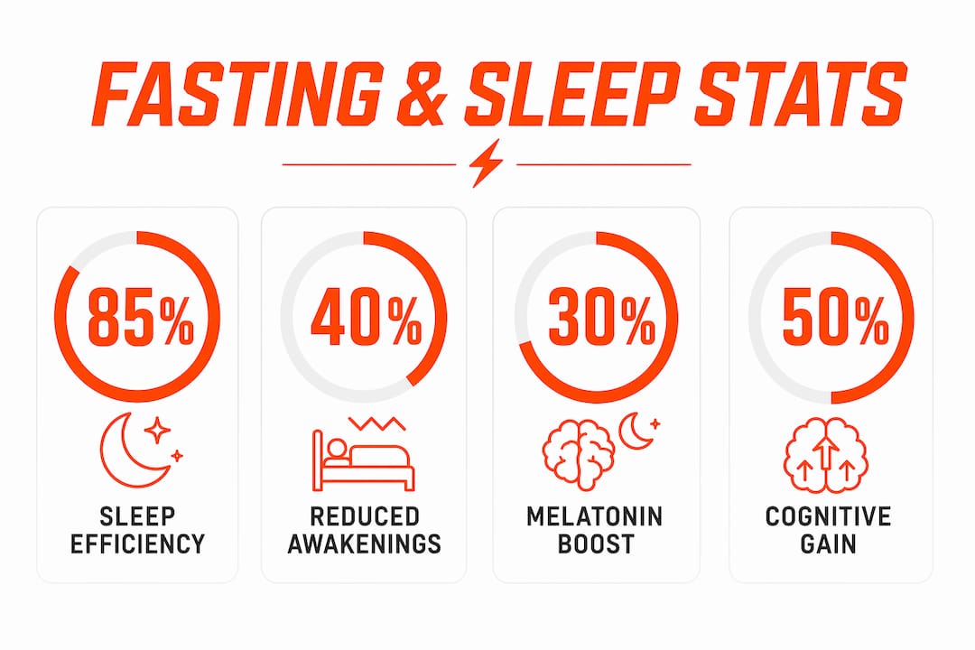 Infographic with key statistics on fasting and sleep quality improvement