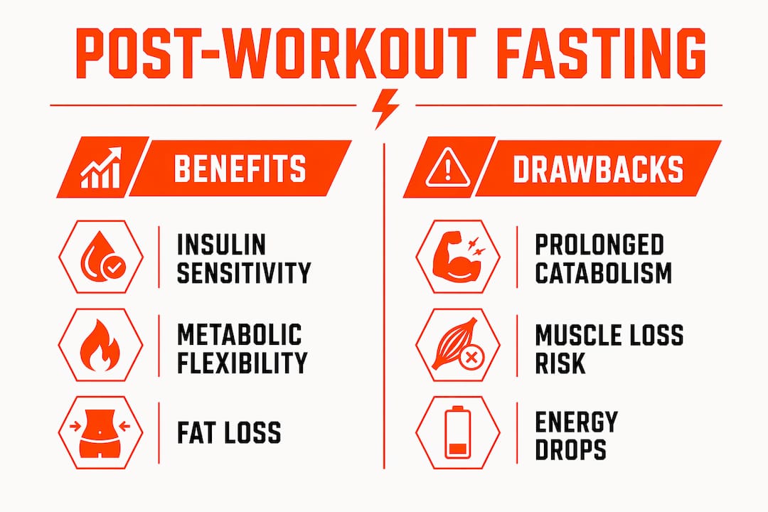 Infographic contrasting fasting benefits and drawbacks