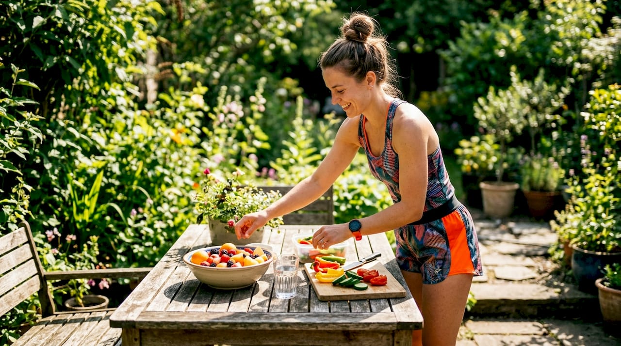 Woman preparing meal after fasting window