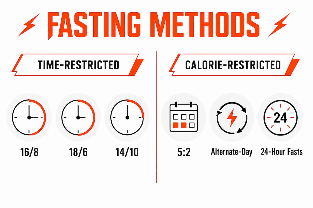 Infographic comparing fasting methods