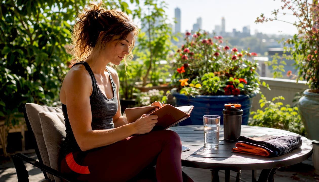 Athlete preparing notes about overnight fasting