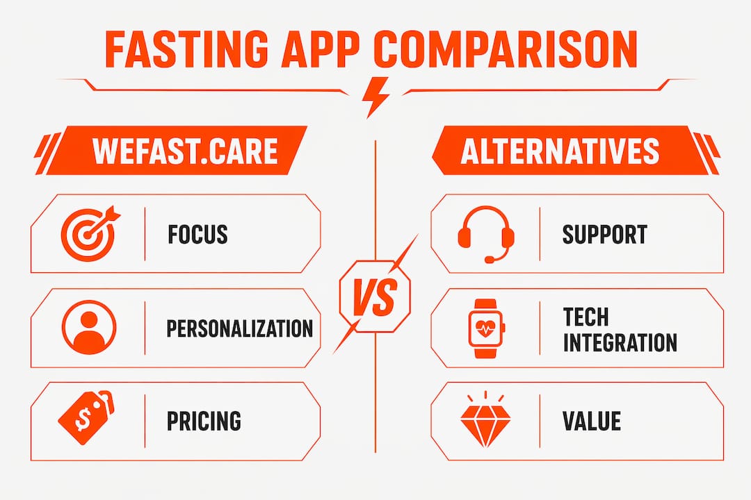 Infographic comparing fasting apps features