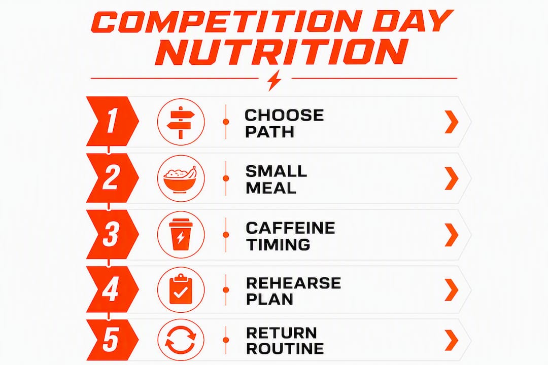 Infographic showing competition day nutrition steps