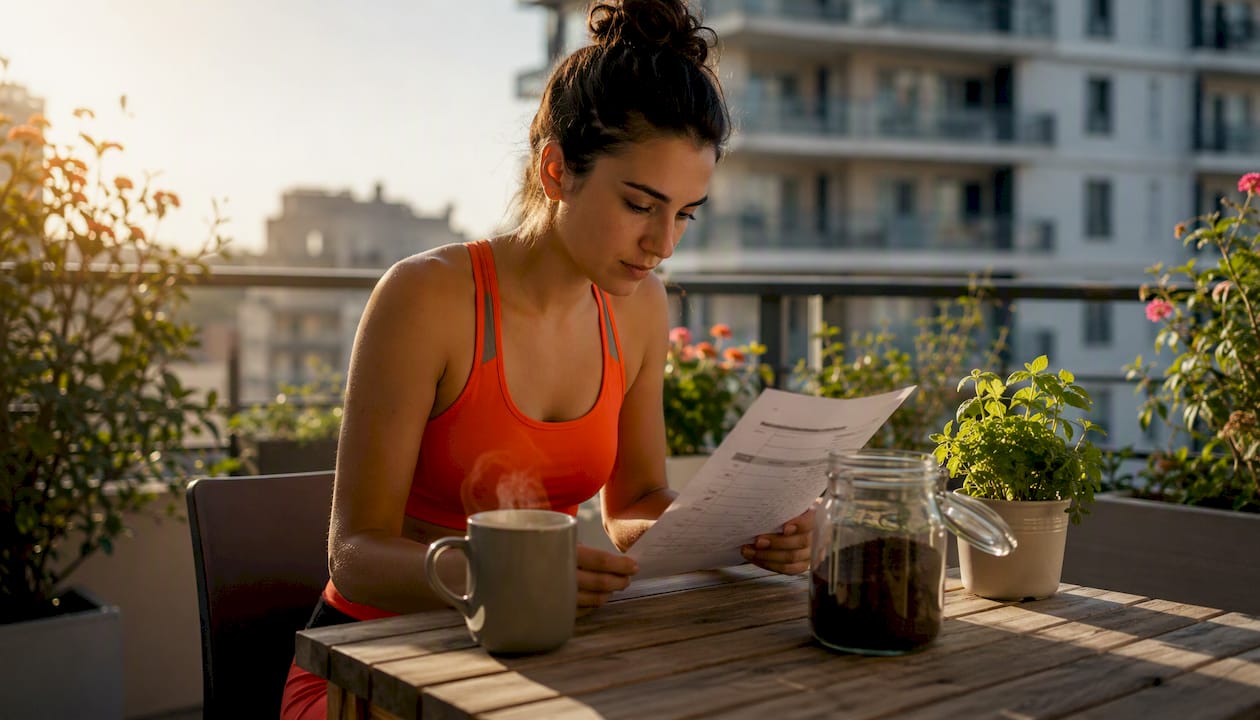Woman preparing morning coffee and fasting schedule