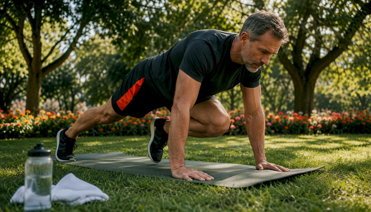 Man doing bodyweight exercises during fasted state