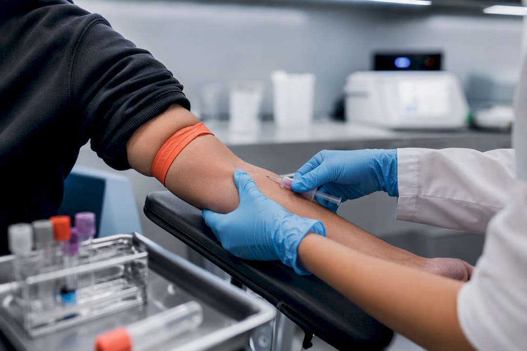 Close-up of blood draw for testing