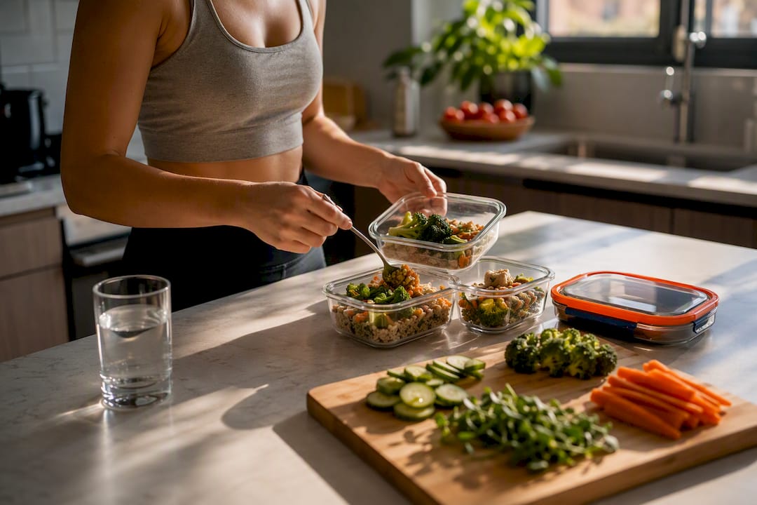 Hands portioning meals for fasting days