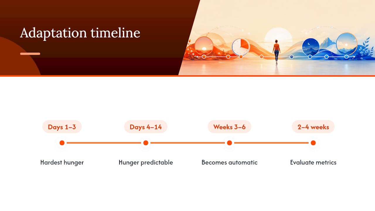 16/8 fasting adaptation and tracking timeline