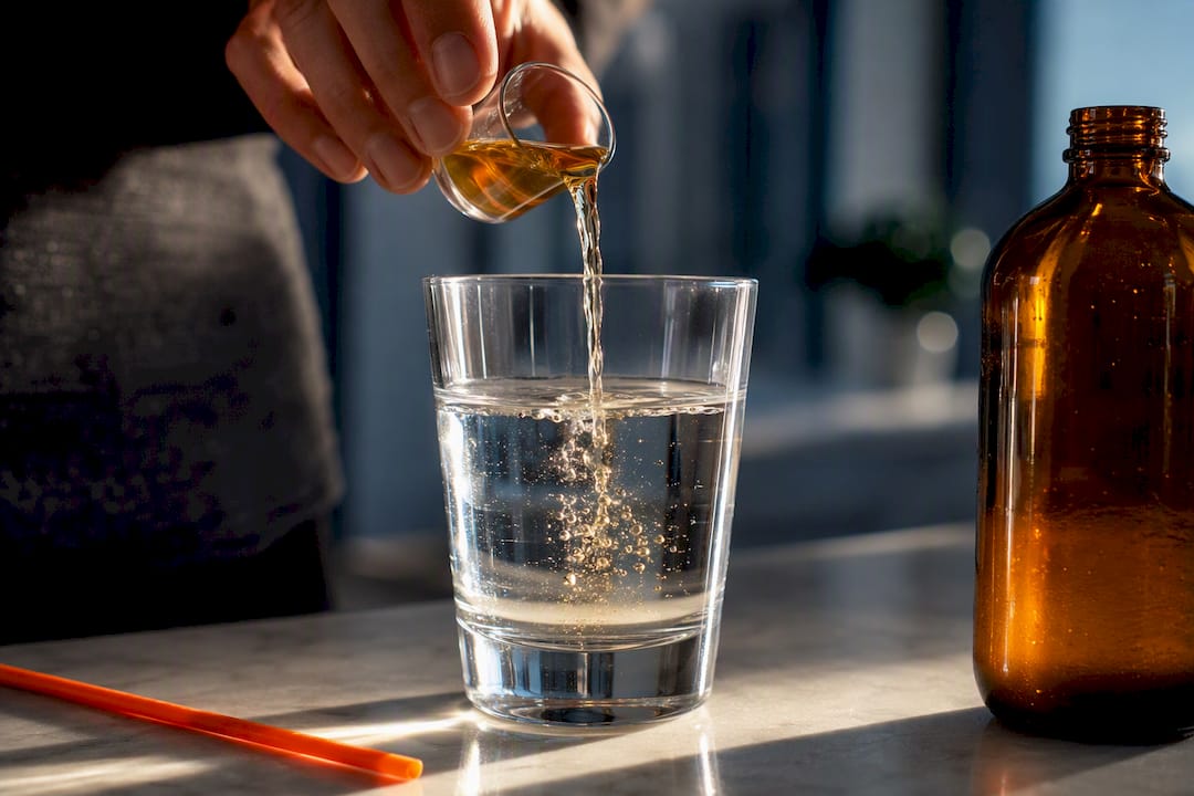 Diluted apple cider vinegar in glass