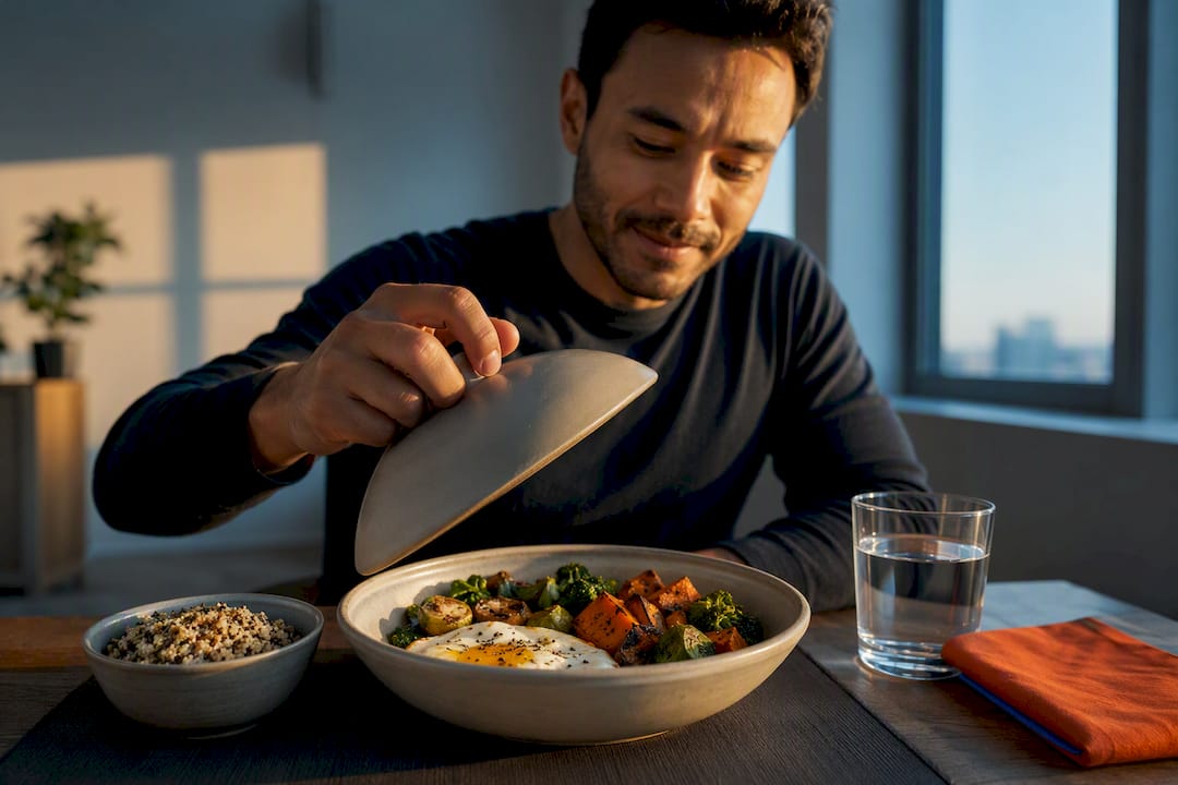 Professional opening a meal after fasting