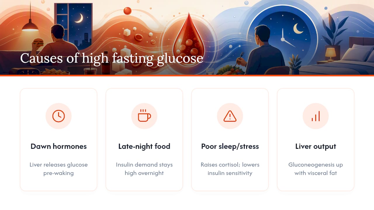 Why Is Your Fasting Blood Sugar High When You Haven't Eaten? — overview diagram