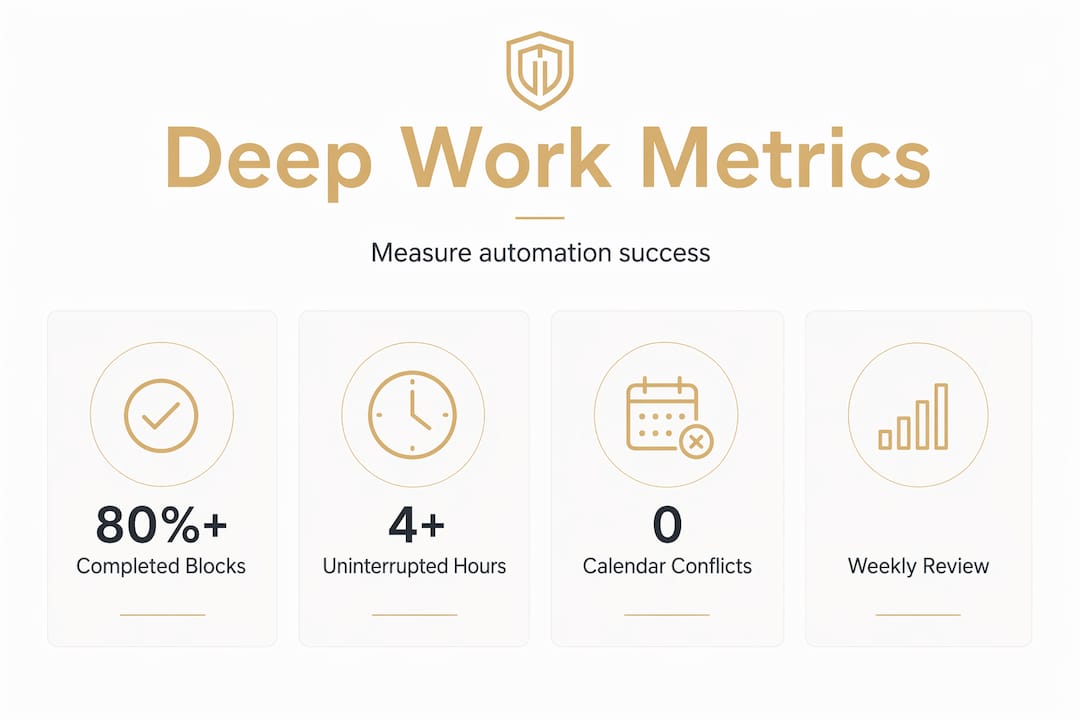 Infographic showing deep work automation metrics