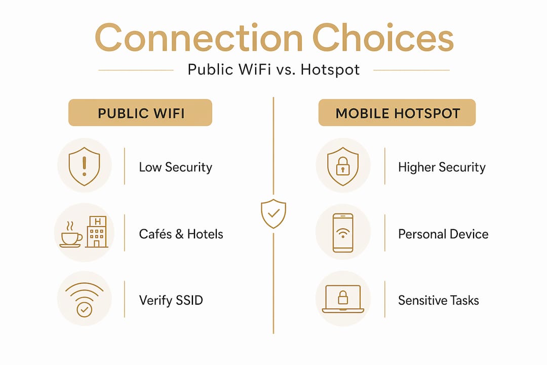 Infographic comparing public wifi and mobile hotspot