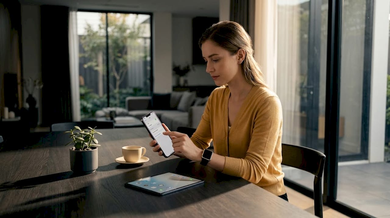 Woman removes wifi network on phone