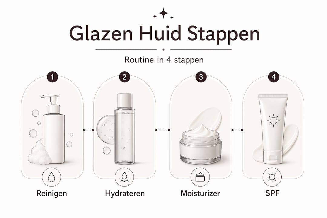 Infographic: stappenplan voor een stralende 'glazen' huid