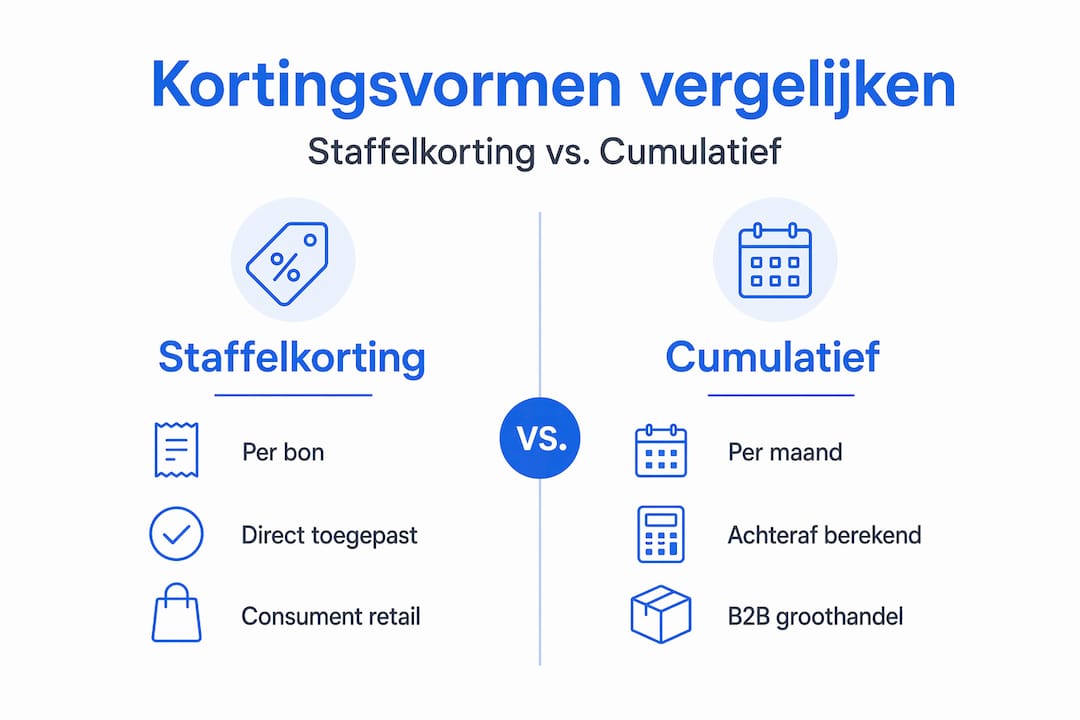 Overzichtelijke infographic met staffelkortingen en een duidelijk totaalbeeld van alle voordelen