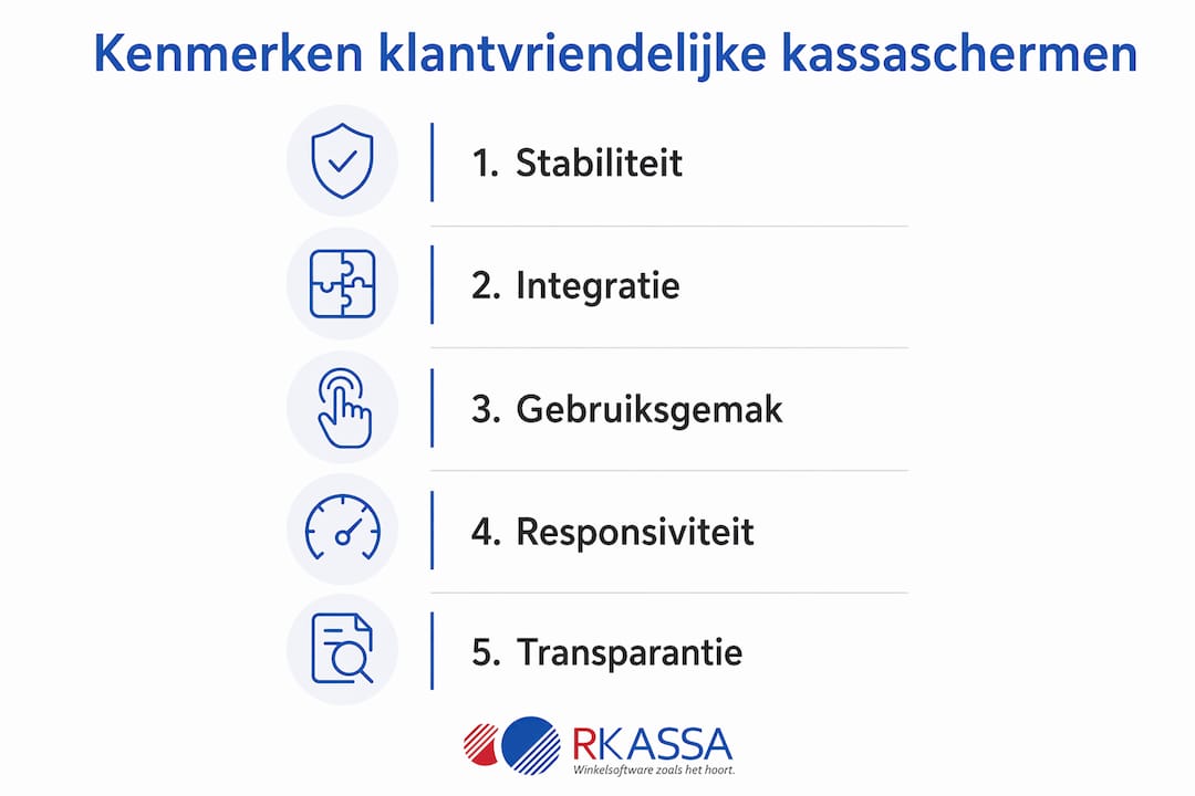 Infographic: de vijf belangrijkste eigenschappen van kassaschermen op een rij