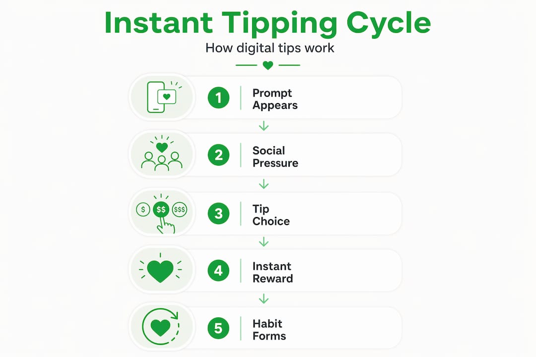 Vertical flow infographic of digital tipping cycle