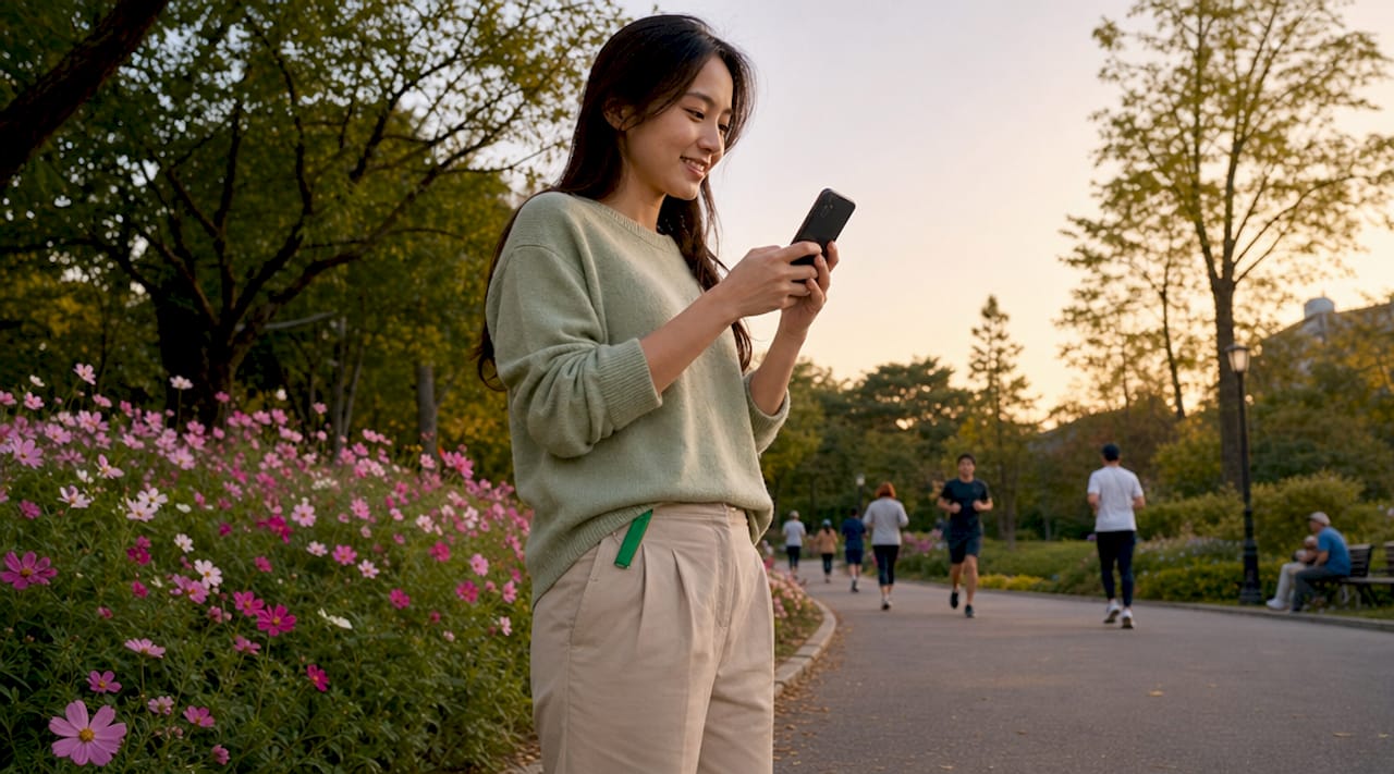 Freelancer sending appreciative client message on phone