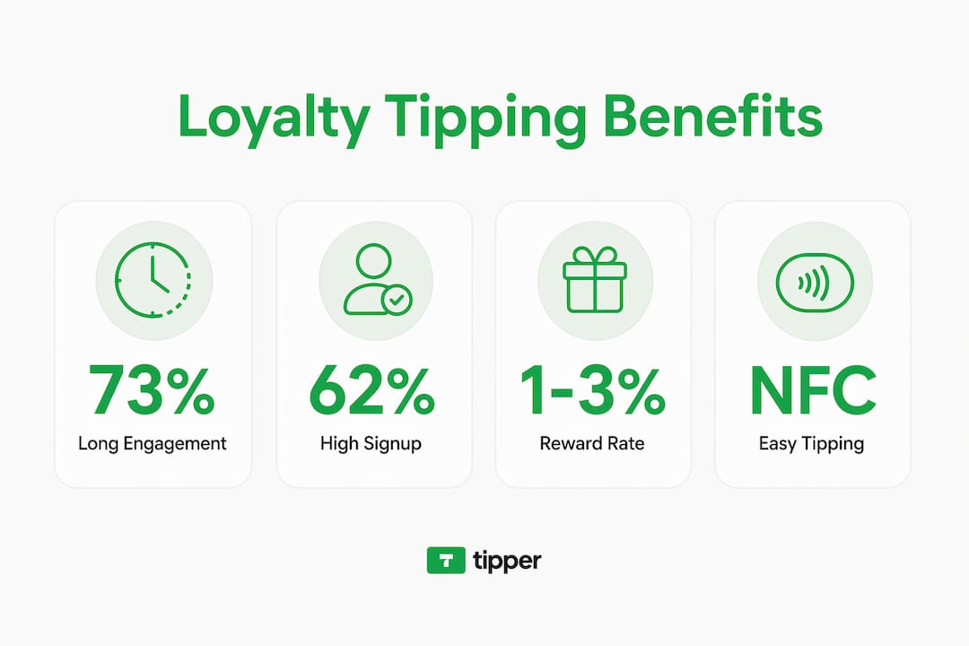 Infographic showing key benefits of loyalty-linked tipping