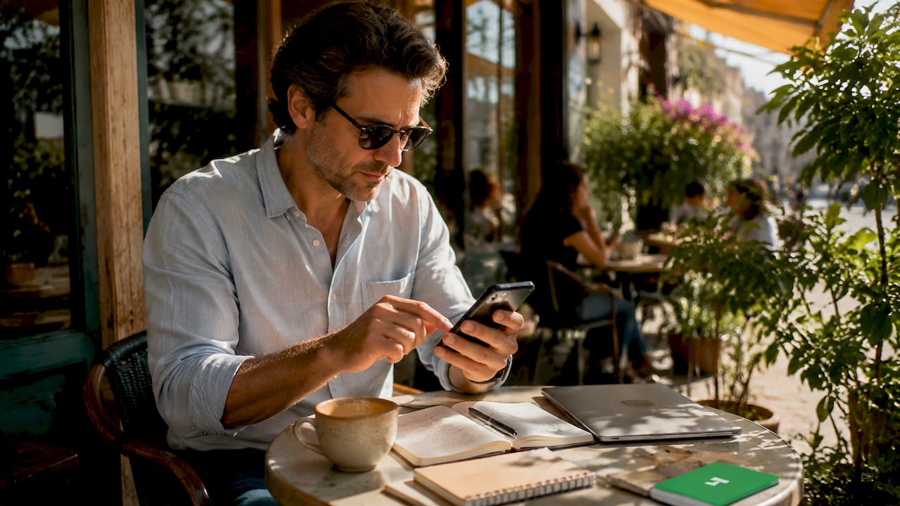 Freelancer managing digital tip tracking on smartphone