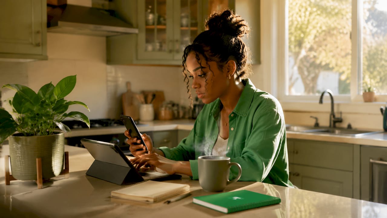 Hands managing content on multiple devices