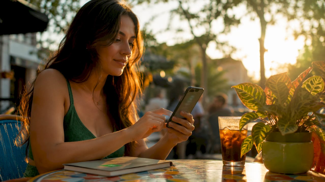 Hands using smartphone for instant tipping
