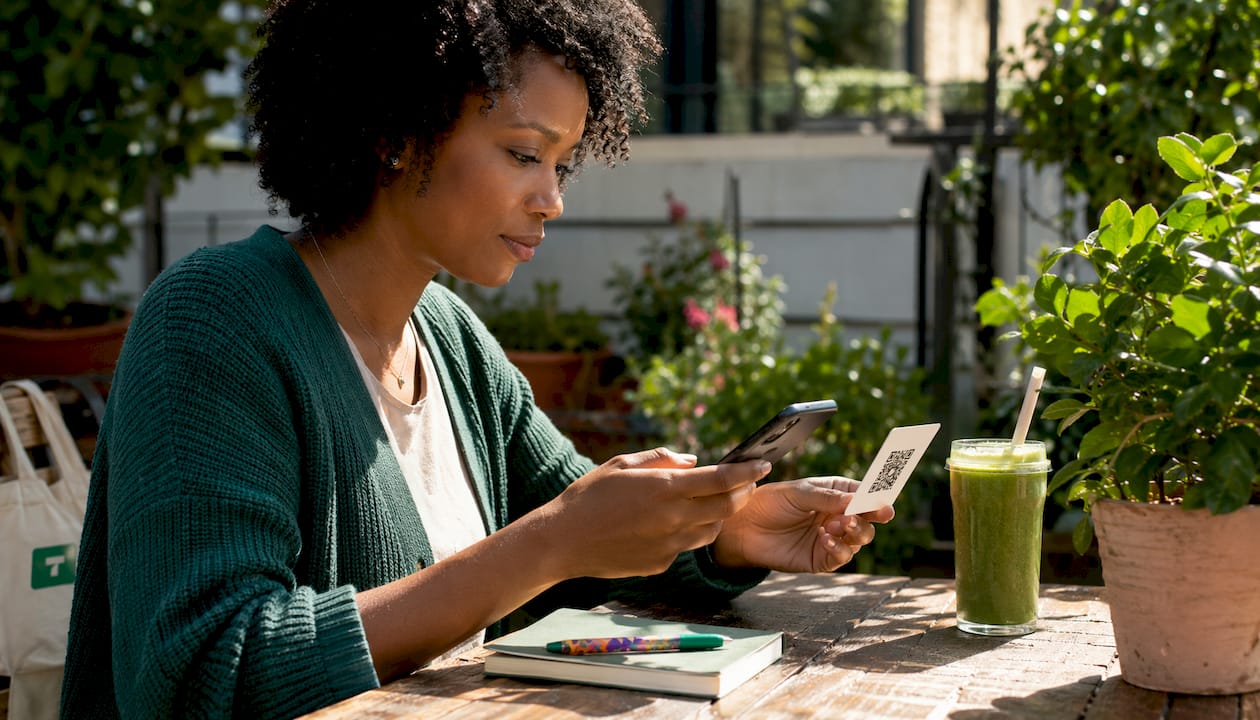 Hands completing payment link tip on smartphone