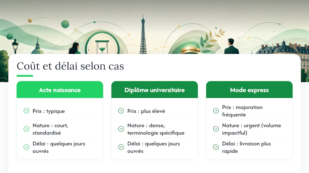 Combien coûte une traduction assermentée à Paris, et sous quel délai ? — overview diagram