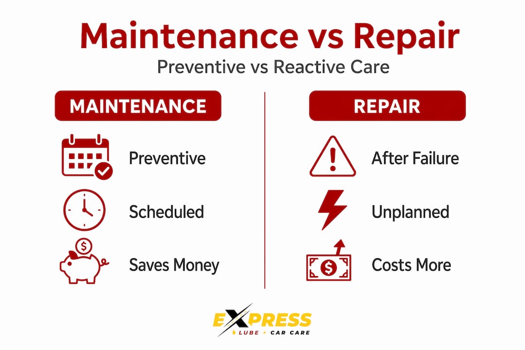 Infographic comparing maintenance and repair approaches