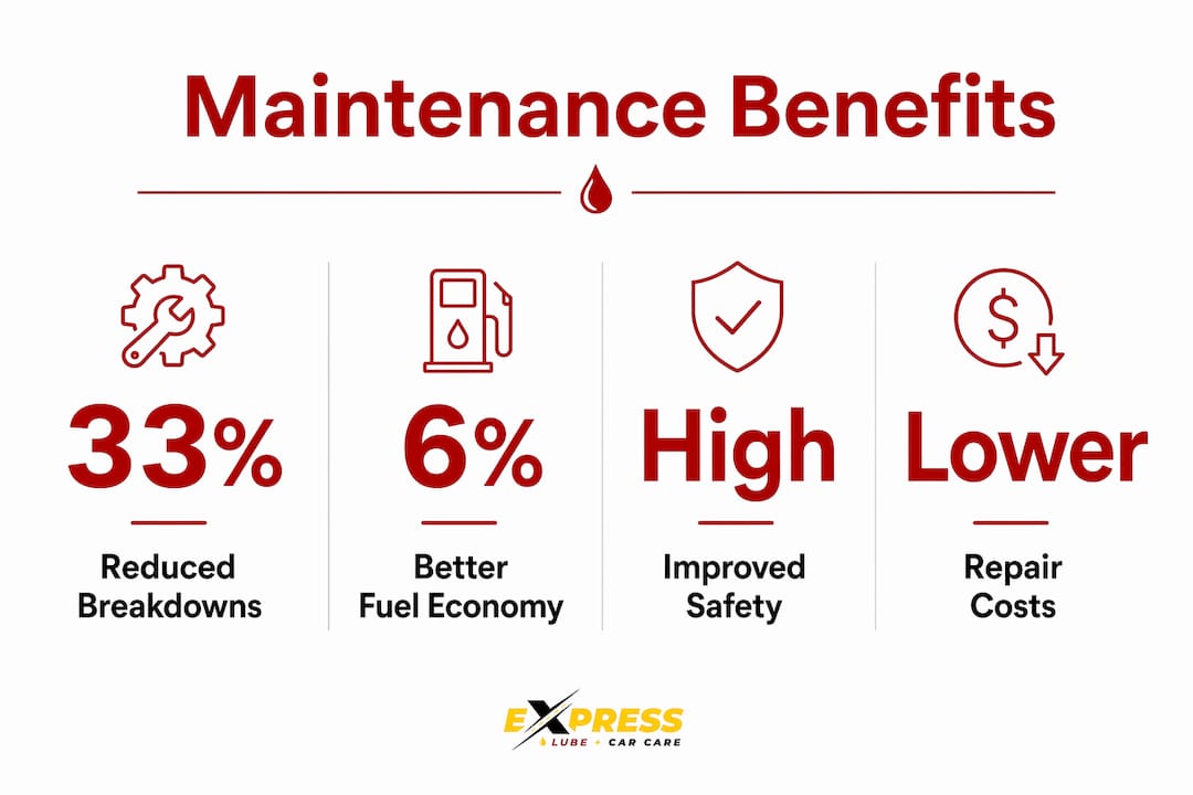 Infographic showing key benefits of car maintenance