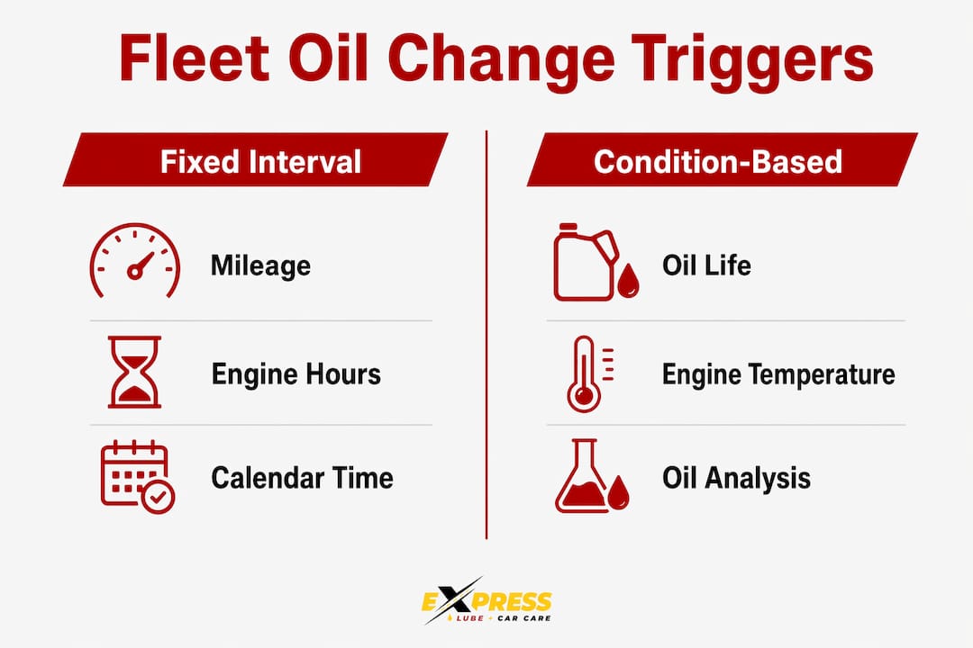 Infographic comparing fleet oil change triggers