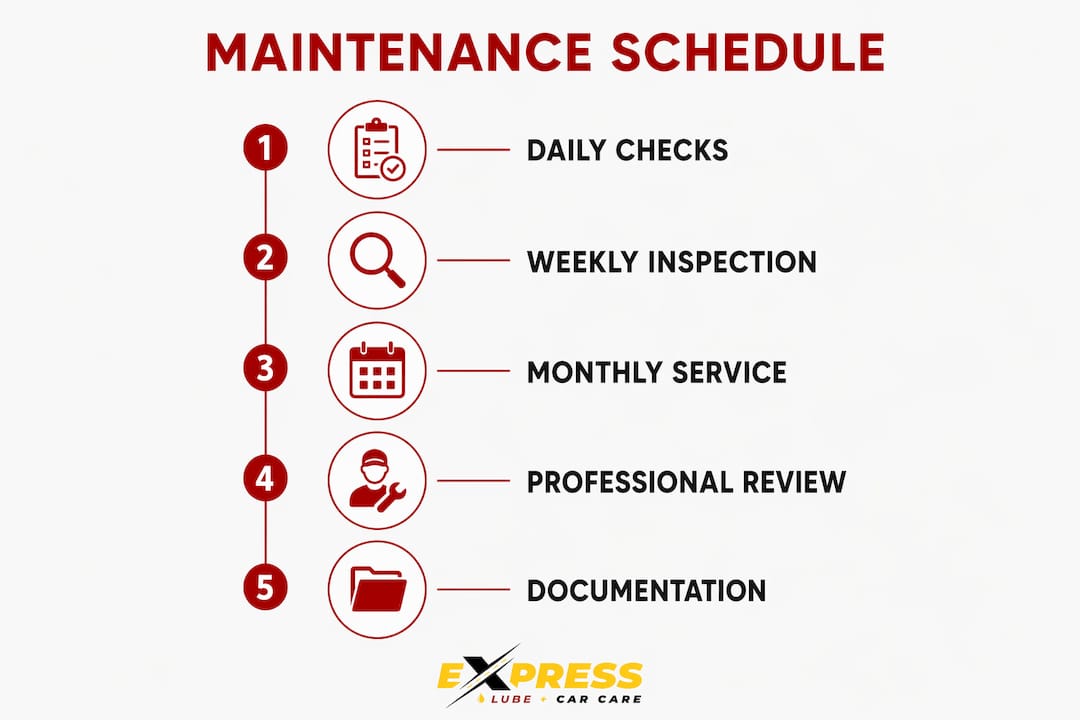 Infographic illustrating emergency vehicle maintenance schedule