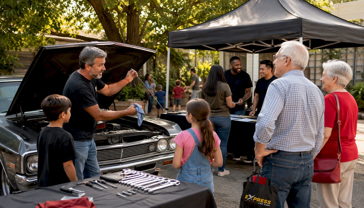 Community event at local auto repair shop